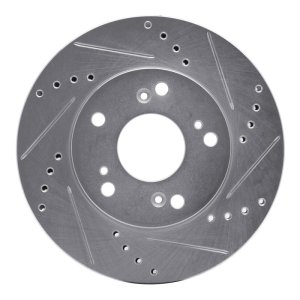 Acura ILX Brake Rotor (1) - Front Right - R1 Concepts - Drilled & Slotted - Silver - `12-`15